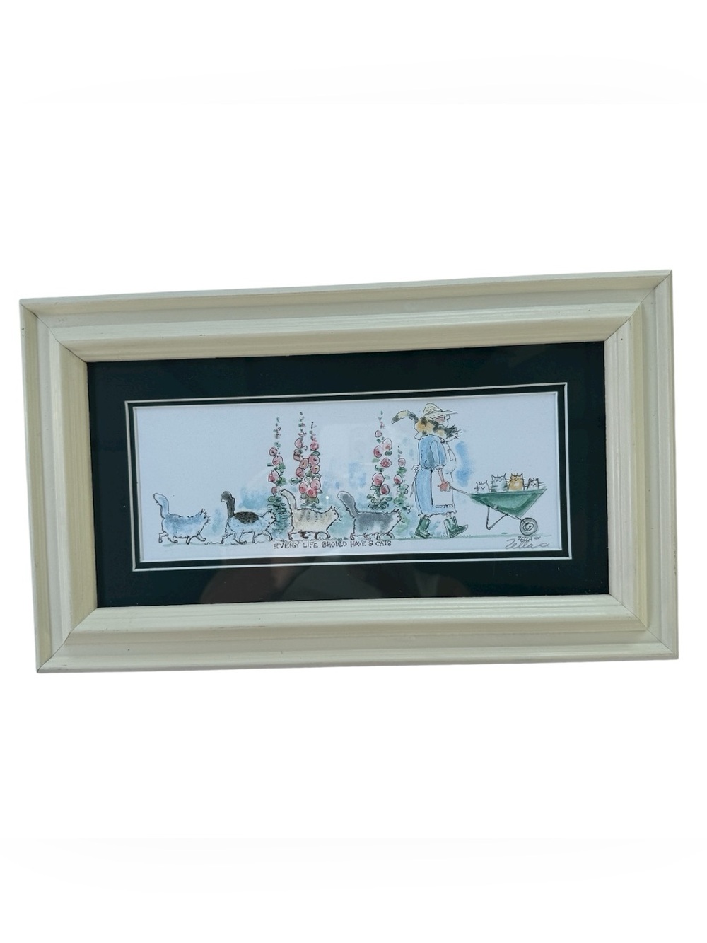 Everyone Should Have 9 Cats Framed Art Print Signed Zella 14.5"